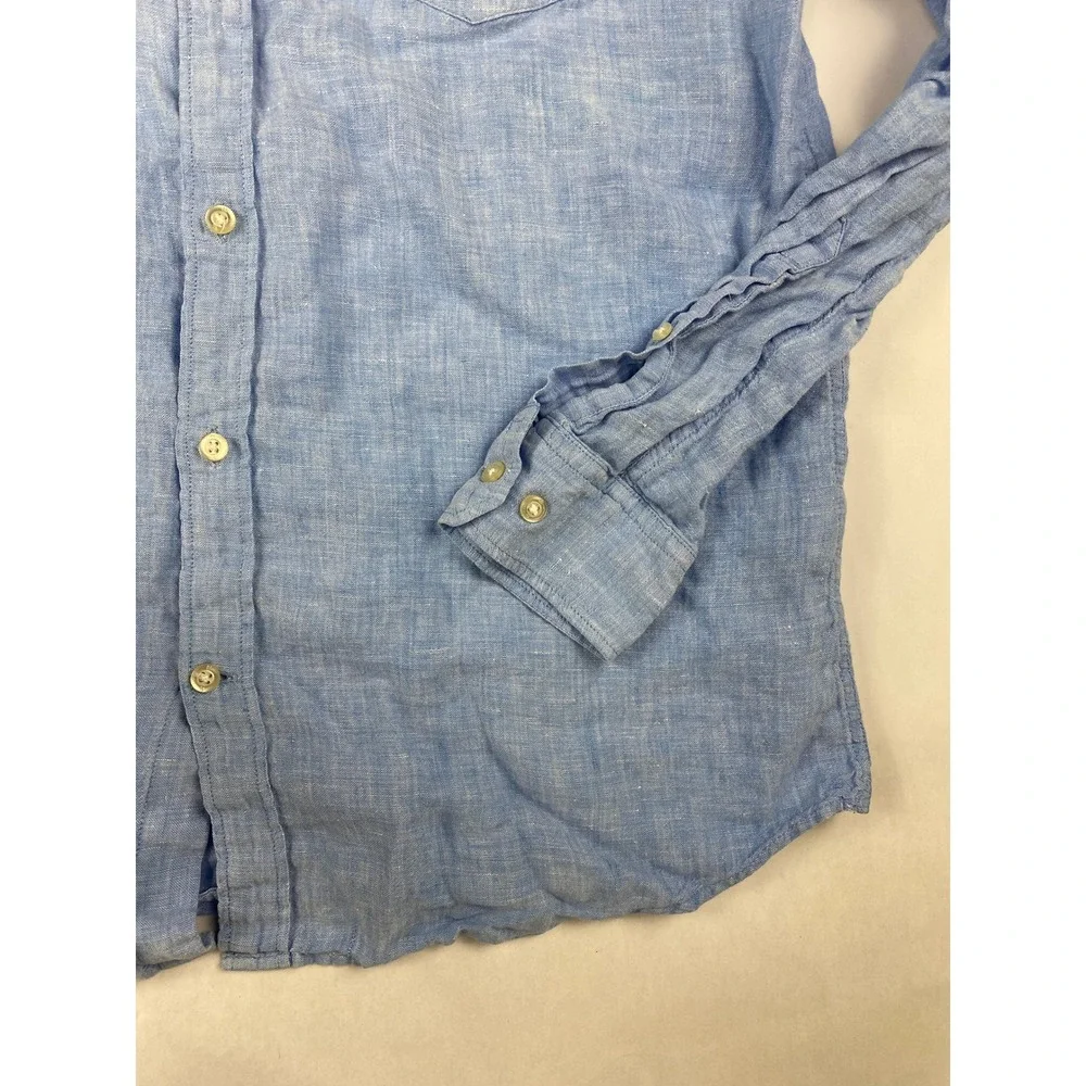 Banana Republic 100% Linen Shirt Men's Size Large Blue Camden Fit
